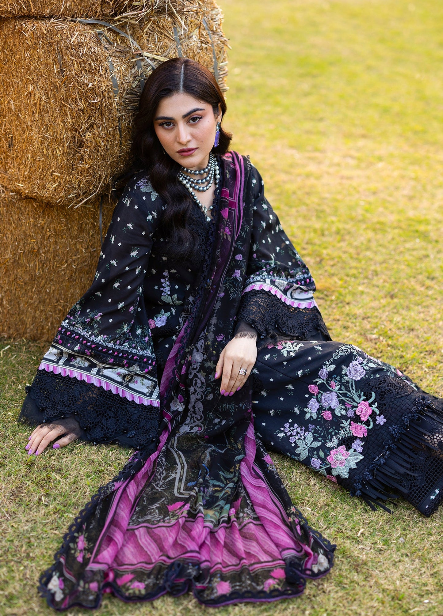 ERC-7A ARZO |  Elaf Premium | Chikankari Prints With Chiffon Dupatta Unstitched Collection 2026