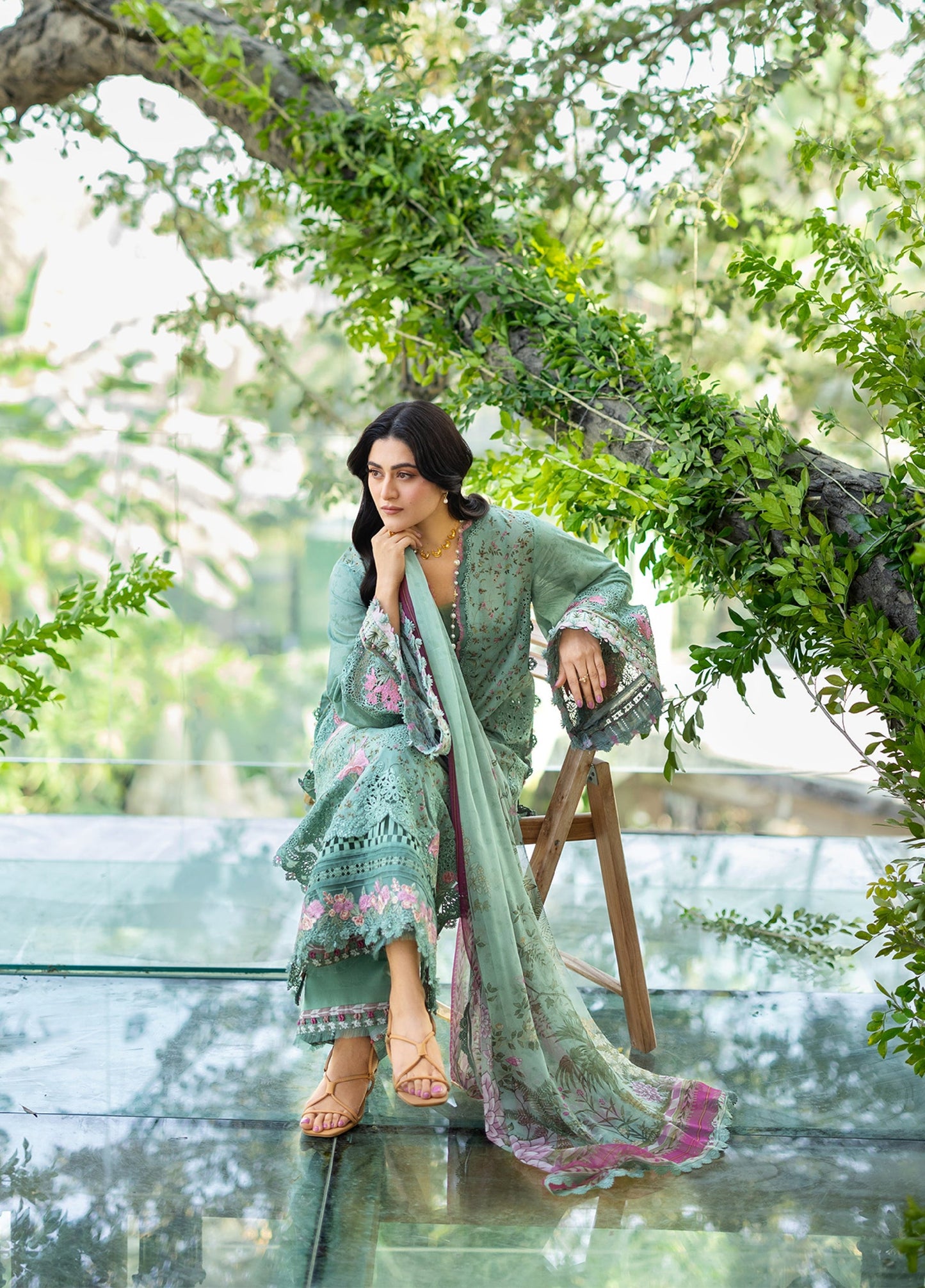ERC-4B NAYAB |  Elaf Premium | Chikankari Prints With Chiffon Dupatta Unstitched Collection 2026