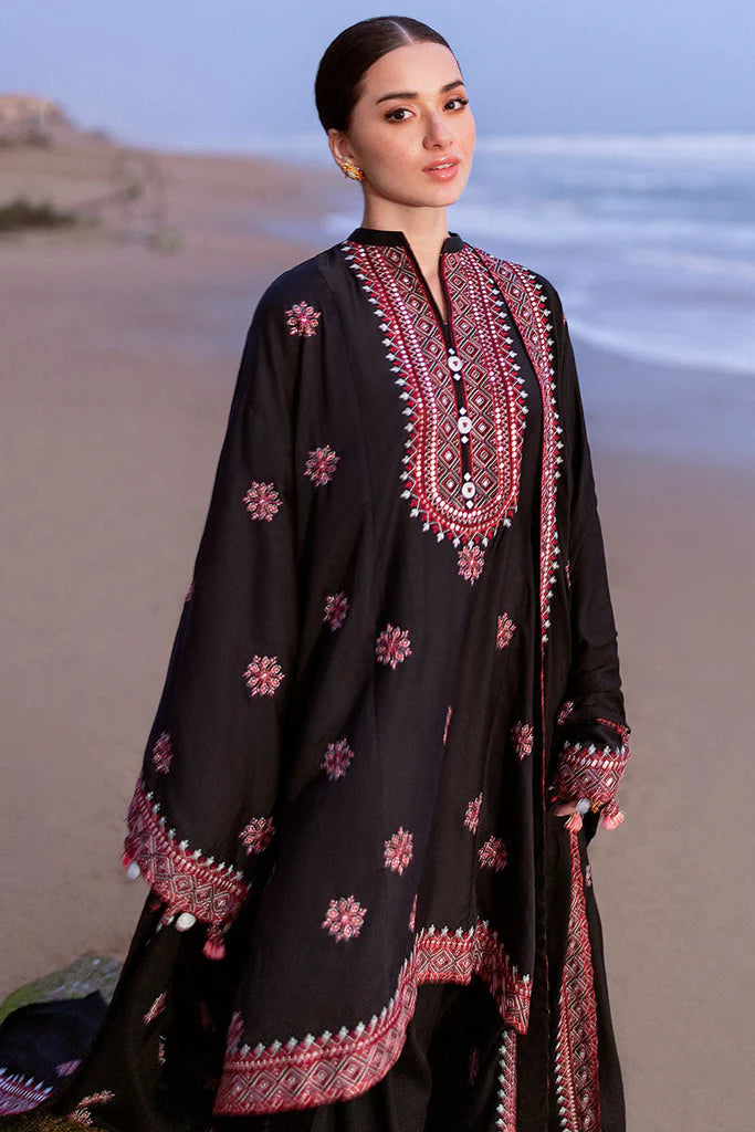 Cross Stitch Cotton Satin | Design Raven Folk | Unstitched Collection 2025