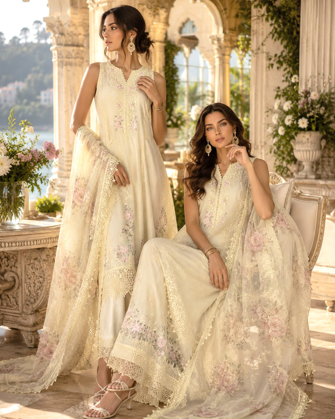 D5 - Pale Yellow |  Saadia Asad | Nooriyah Luxury Embroidered Chiffon Collection 2026