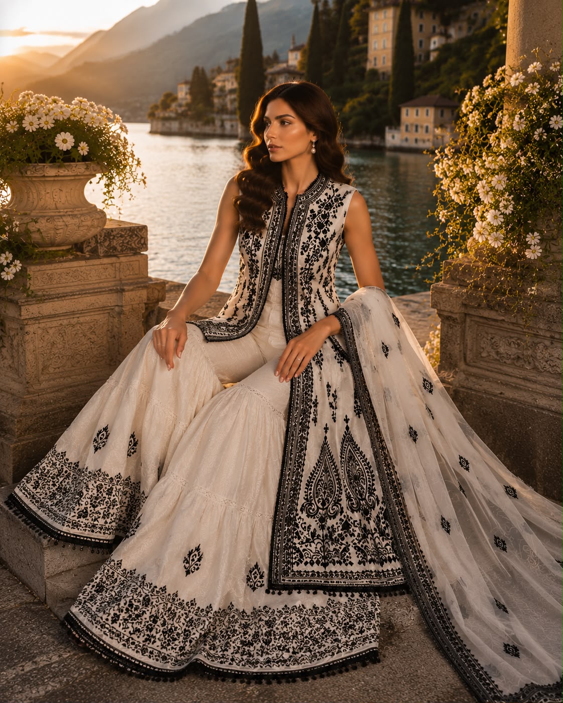 D4 - Monochrome Muse |  Saadia Asad | Nooriyah Luxury Embroidered Chiffon Collection 2026