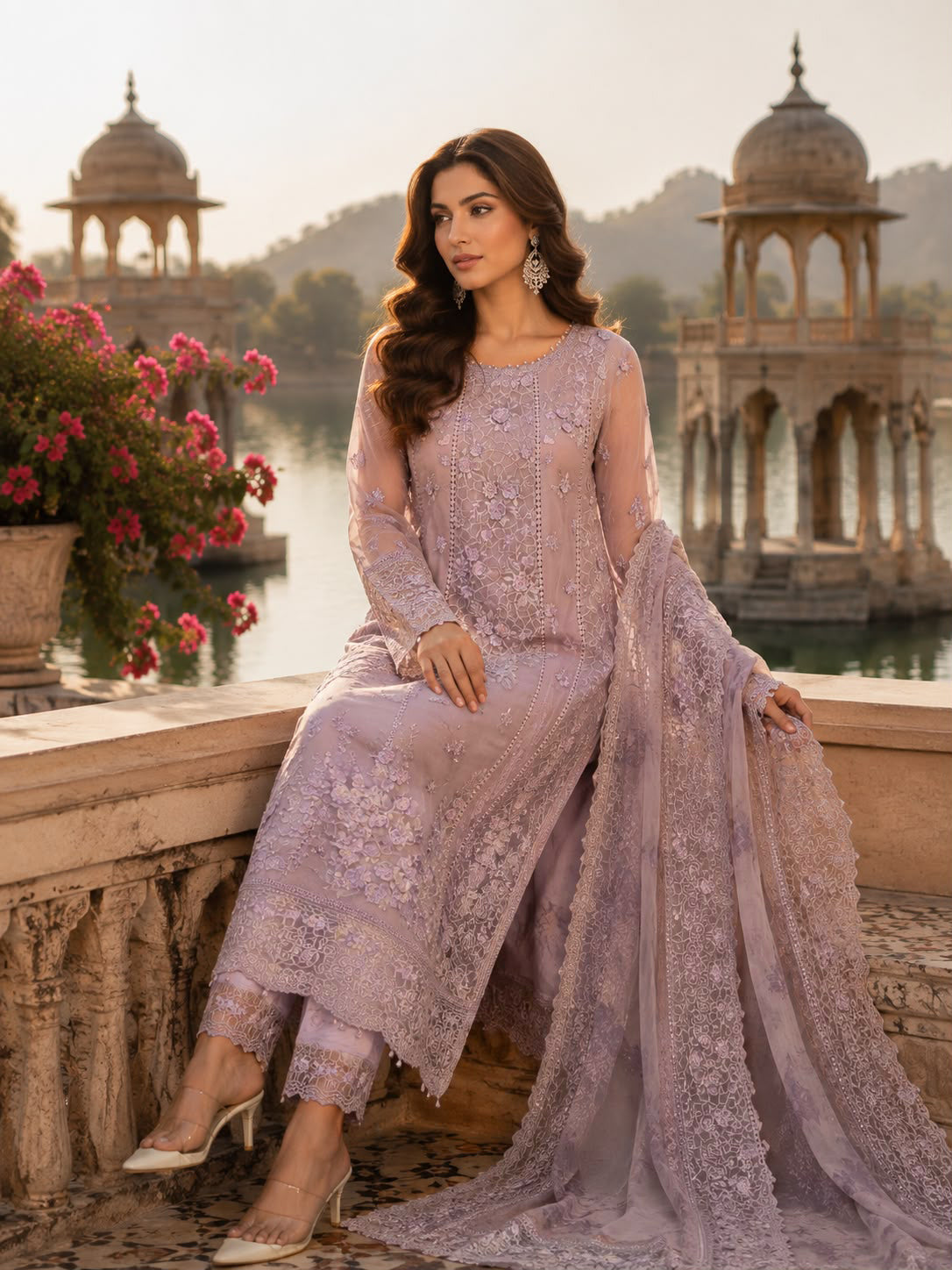 D6 - Vintage Mauve |  Saadia Asad | Nooriyah Luxury Embroidered Chiffon Collection 2026