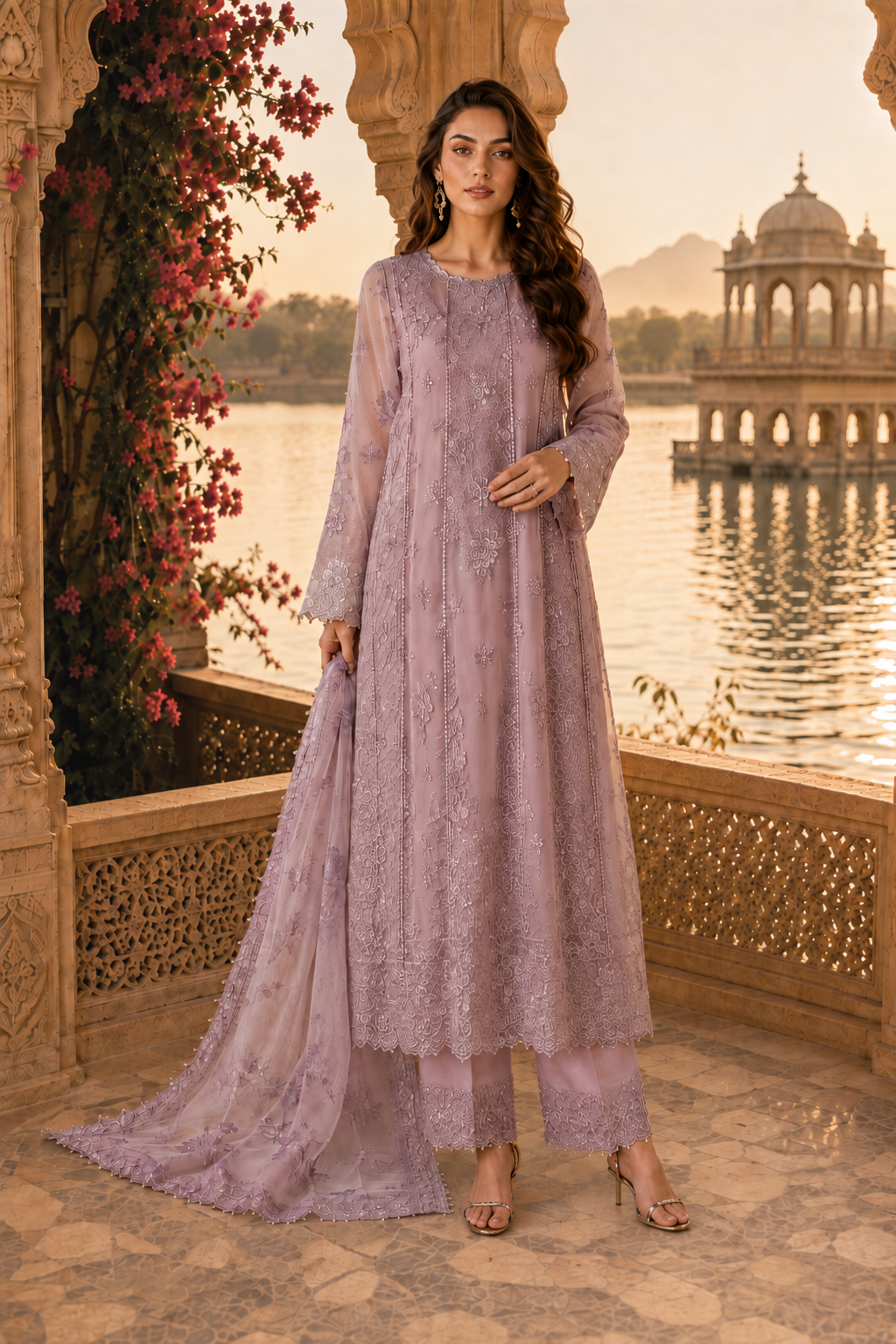 D6 - Vintage Mauve |  Saadia Asad | Nooriyah Luxury Embroidered Chiffon Collection 2026