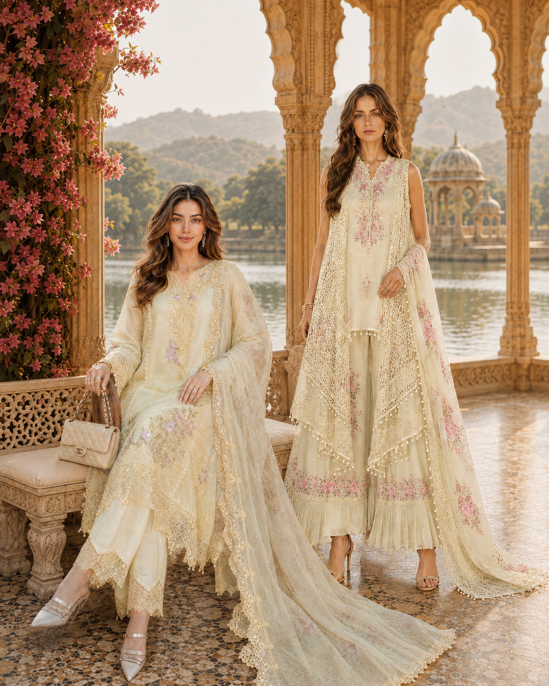 D5 - Pale Yellow |  Saadia Asad | Nooriyah Luxury Embroidered Chiffon Collection 2026
