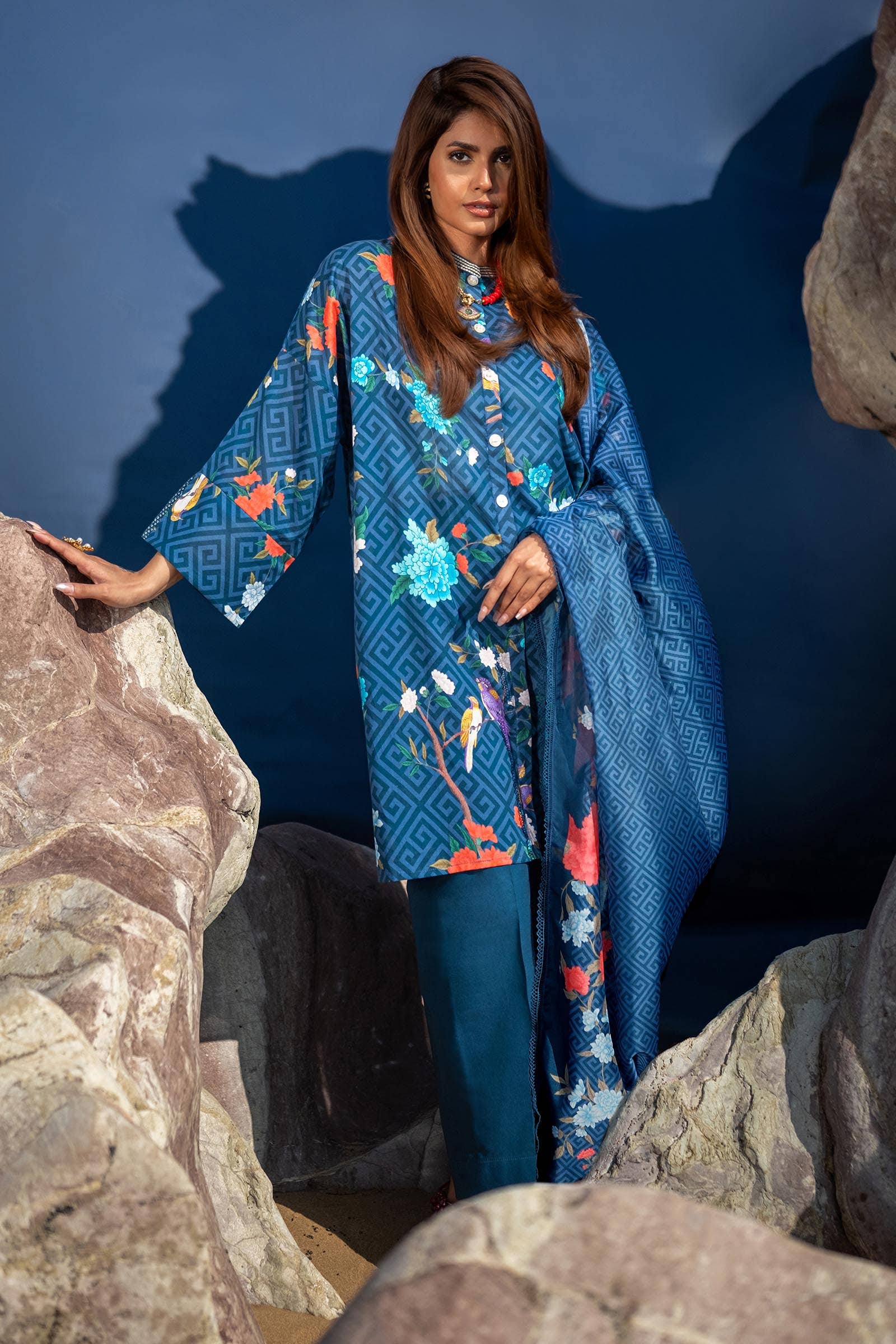 H241-013B-2BK | Sana Safinaz | Mahay Spring Lawn 2024