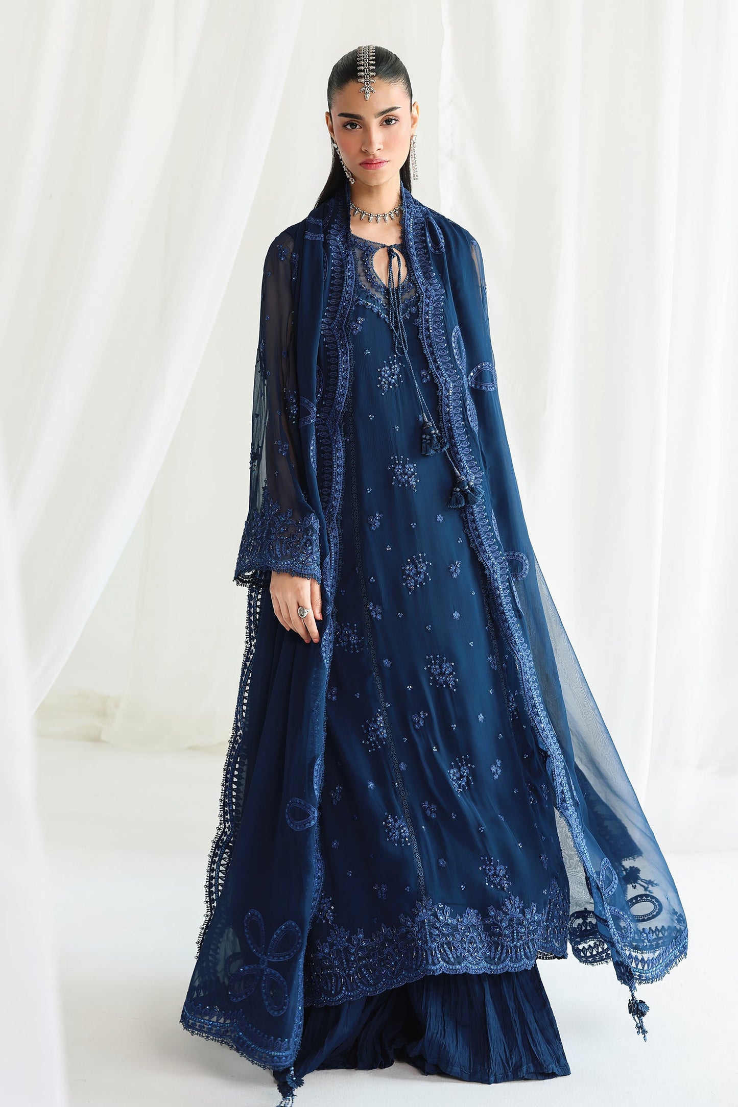 QCC-02 SHIREEN | Qalamkar | Chiffon Collection 2026