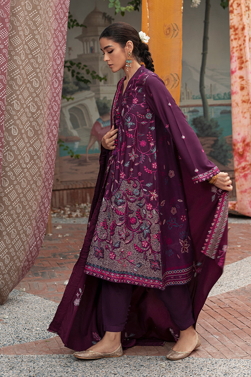 Cosmic Viola | Cross Stitch | Winter Edit | Khaddar & Linen Unstitched Collection 2022