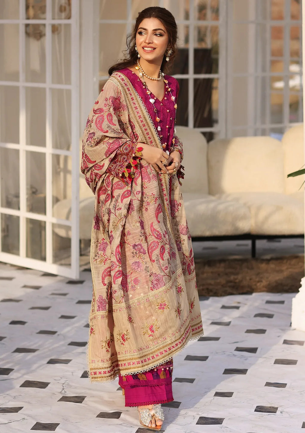 ELC11 - Hot Pink | Elaf | Festive Chikankari Collection 2023
