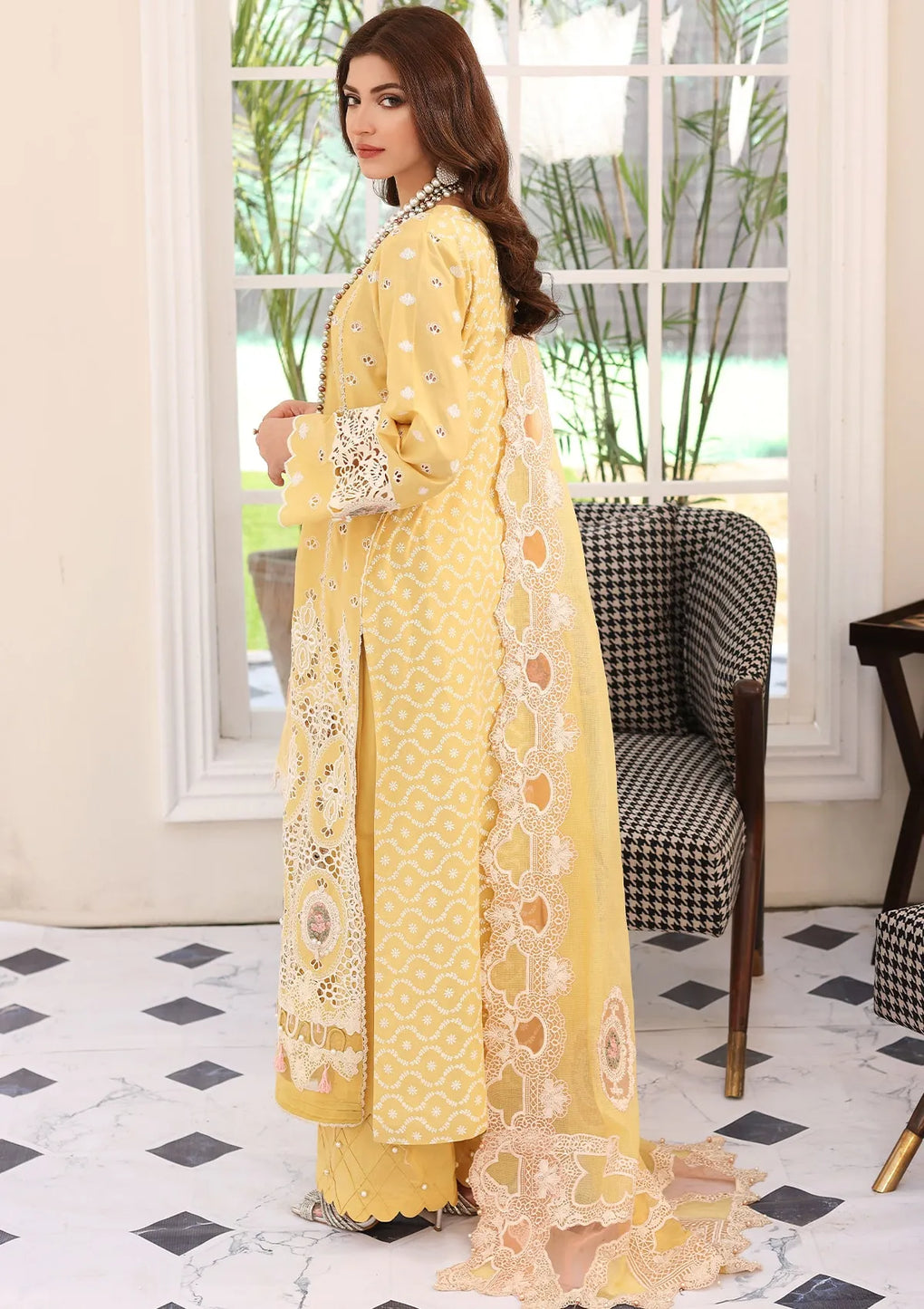 ELC03A - Daffodil | Elaf | Festive Chikankari Collection 2023