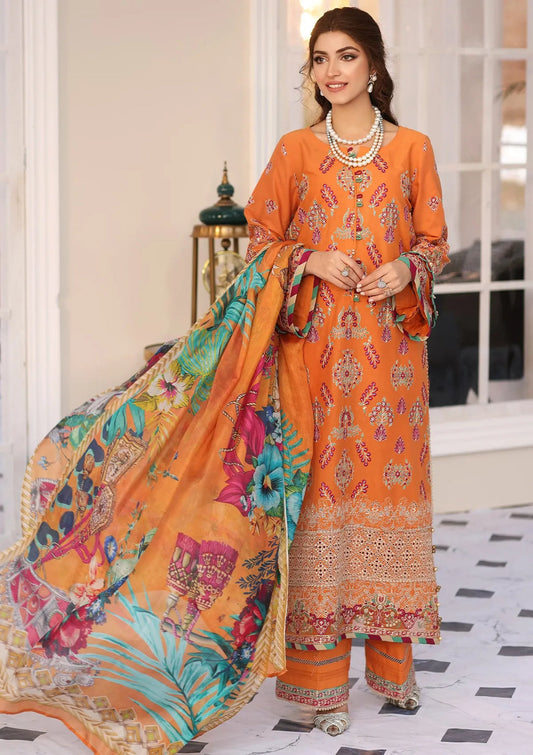 ELC08 - Tangerine | Elaf | Festive Chikankari Collection 2023