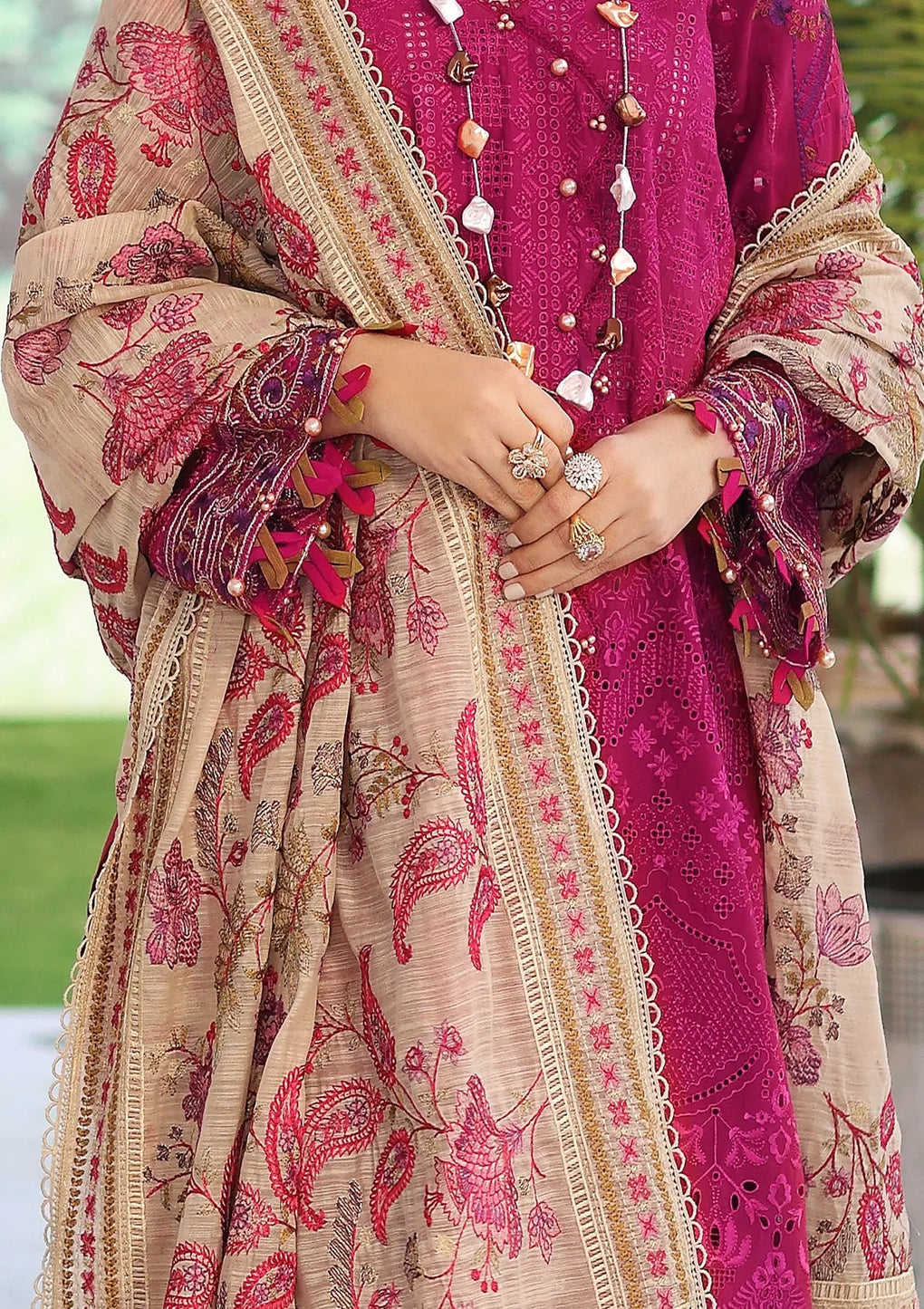 ELC11 - Hot Pink | Elaf | Festive Chikankari Collection 2023
