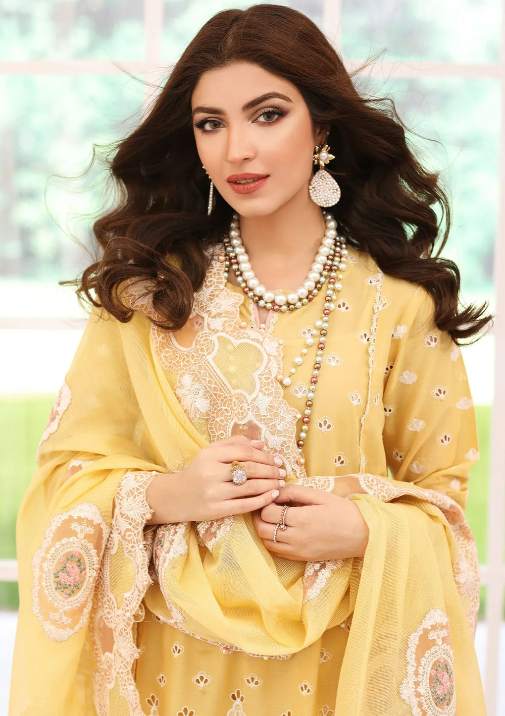 ELC03A - Daffodil | Elaf | Festive Chikankari Collection 2023