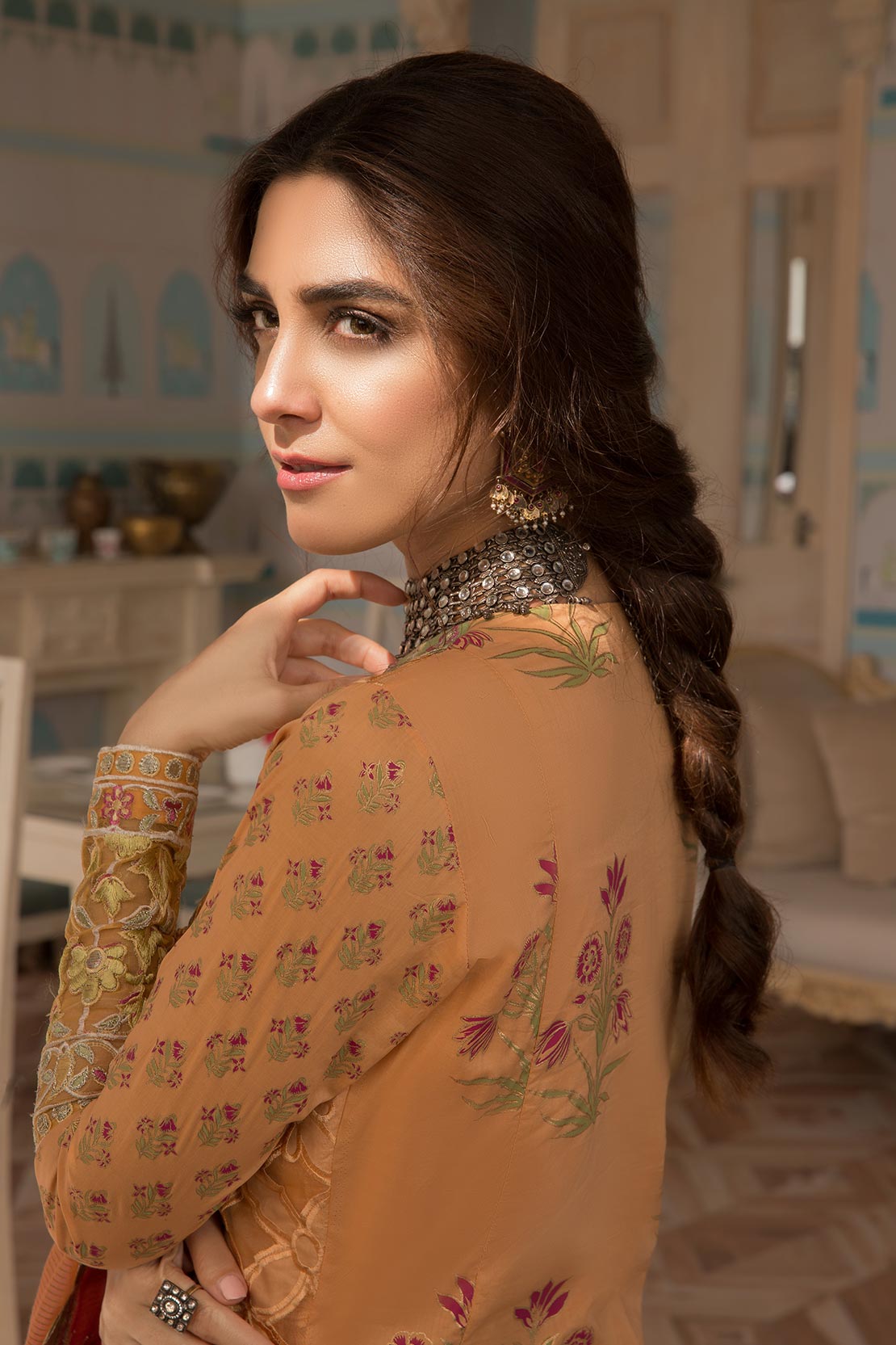 Summer Love Tangerine - [Crimson by Saira Shakira Luxury Lawn'19]