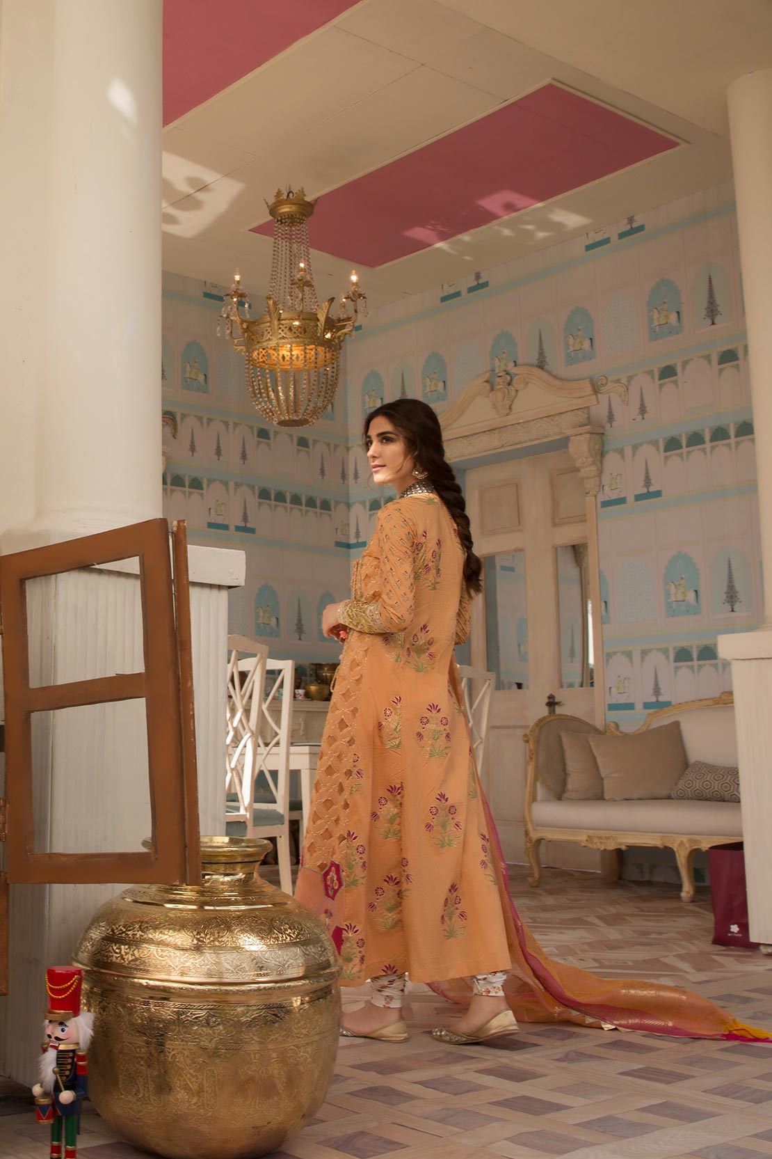 Summer Love Tangerine - [Crimson by Saira Shakira Luxury Lawn'19]