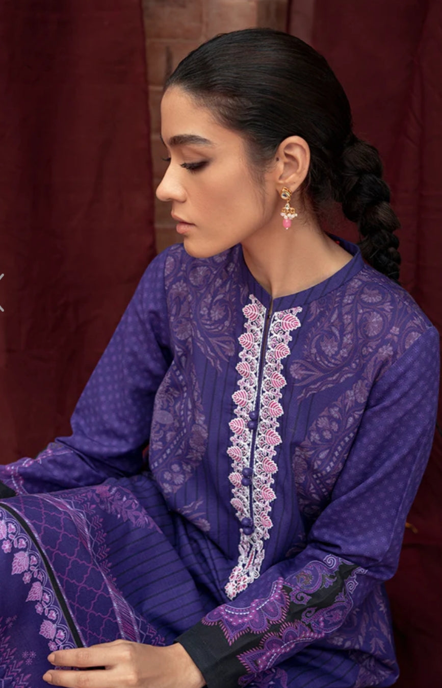 Indigo Glam | Cross Stitch | Winter Edit | Khaddar & Linen Unstitched Collection 2022