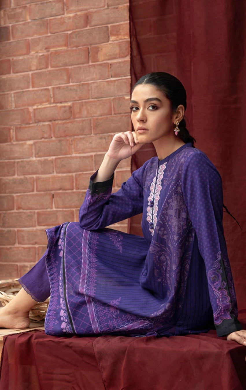 Indigo Glam | Cross Stitch | Winter Edit | Khaddar & Linen Unstitched Collection 2022