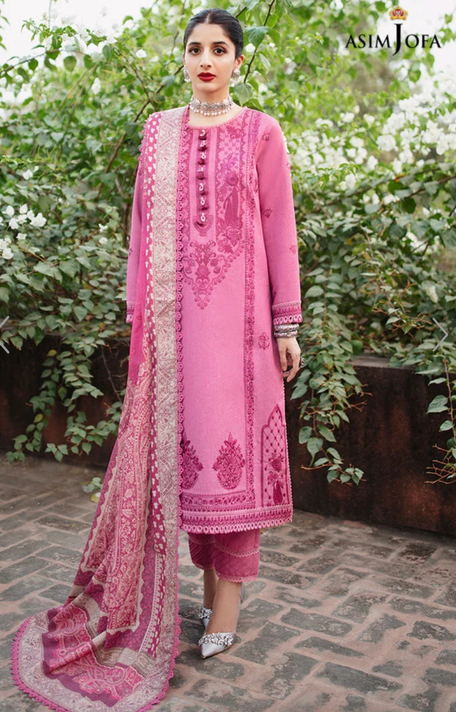 AJW-19 | Asim Jofa | Mawra & Ayeza Edit | Asra Winter Printed Shawl Collection 2022