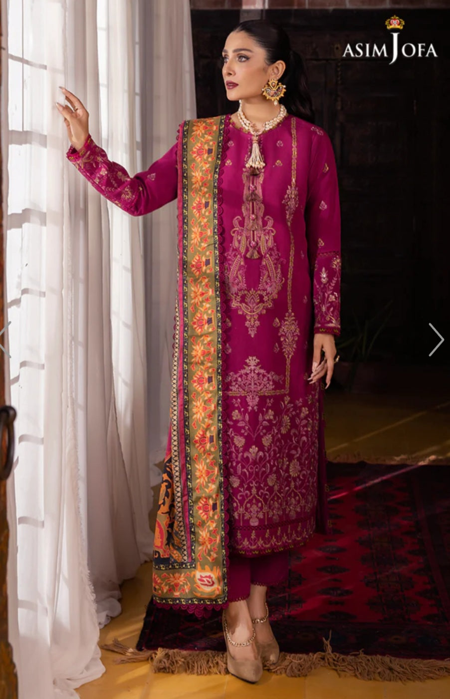 AJW-18 | Asim Jofa | Mawra & Ayeza Edit | Asra Winter Printed Shawl Collection 2022