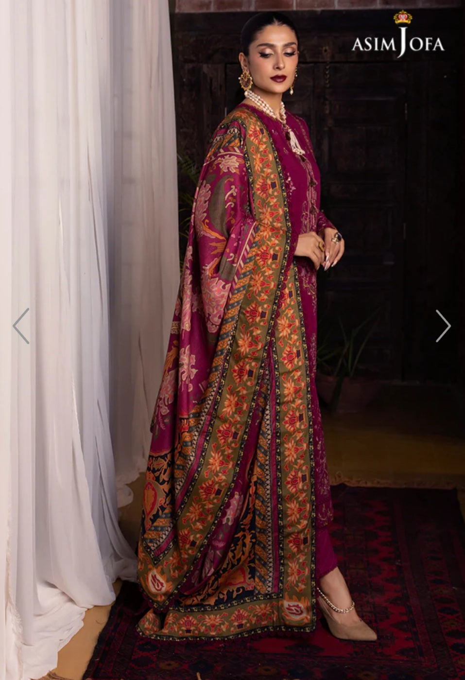 AJW-18 | Asim Jofa | Mawra & Ayeza Edit | Asra Winter Printed Shawl Collection 2022