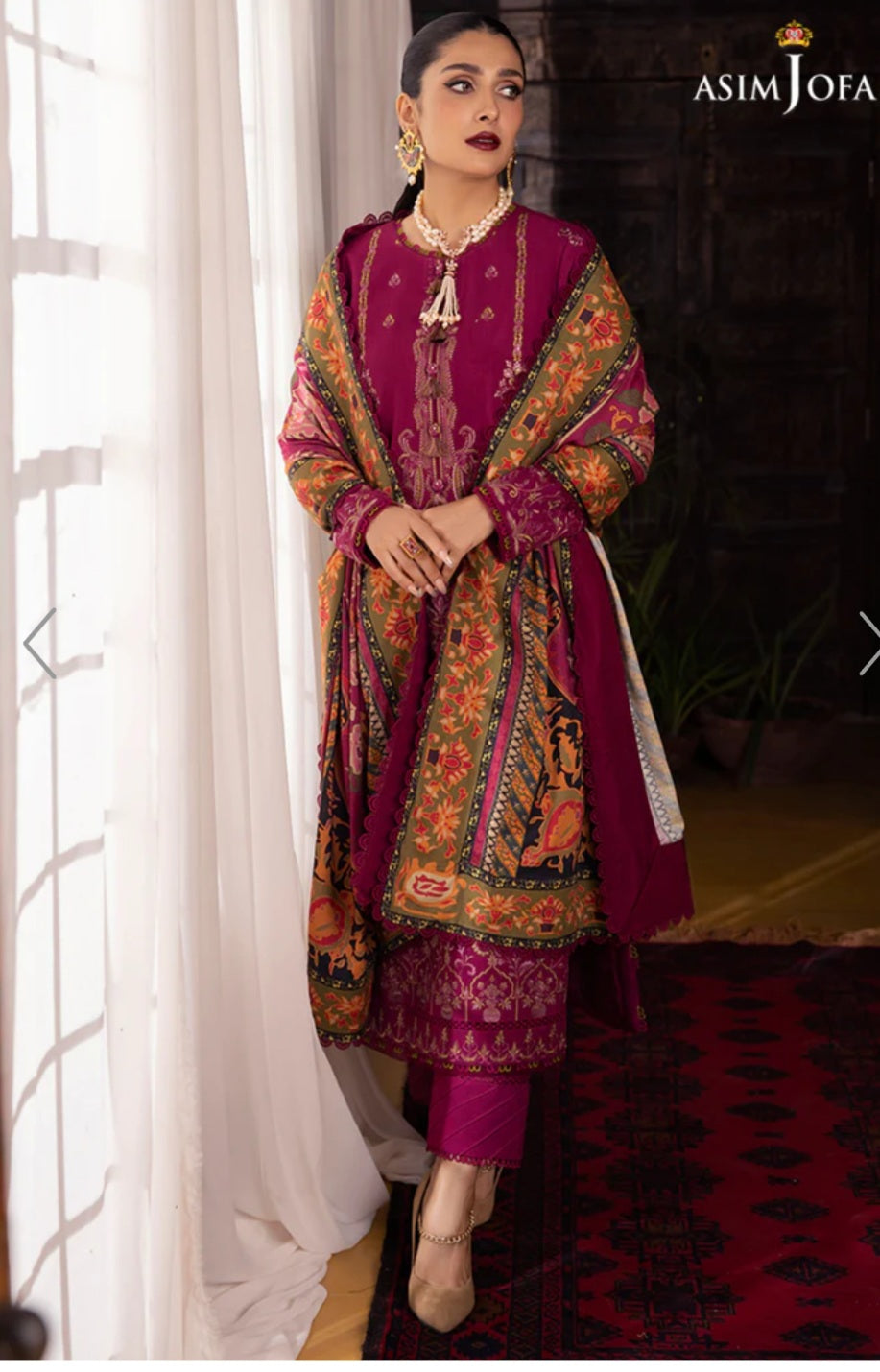 AJW-18 | Asim Jofa | Mawra & Ayeza Edit | Asra Winter Printed Shawl Collection 2022