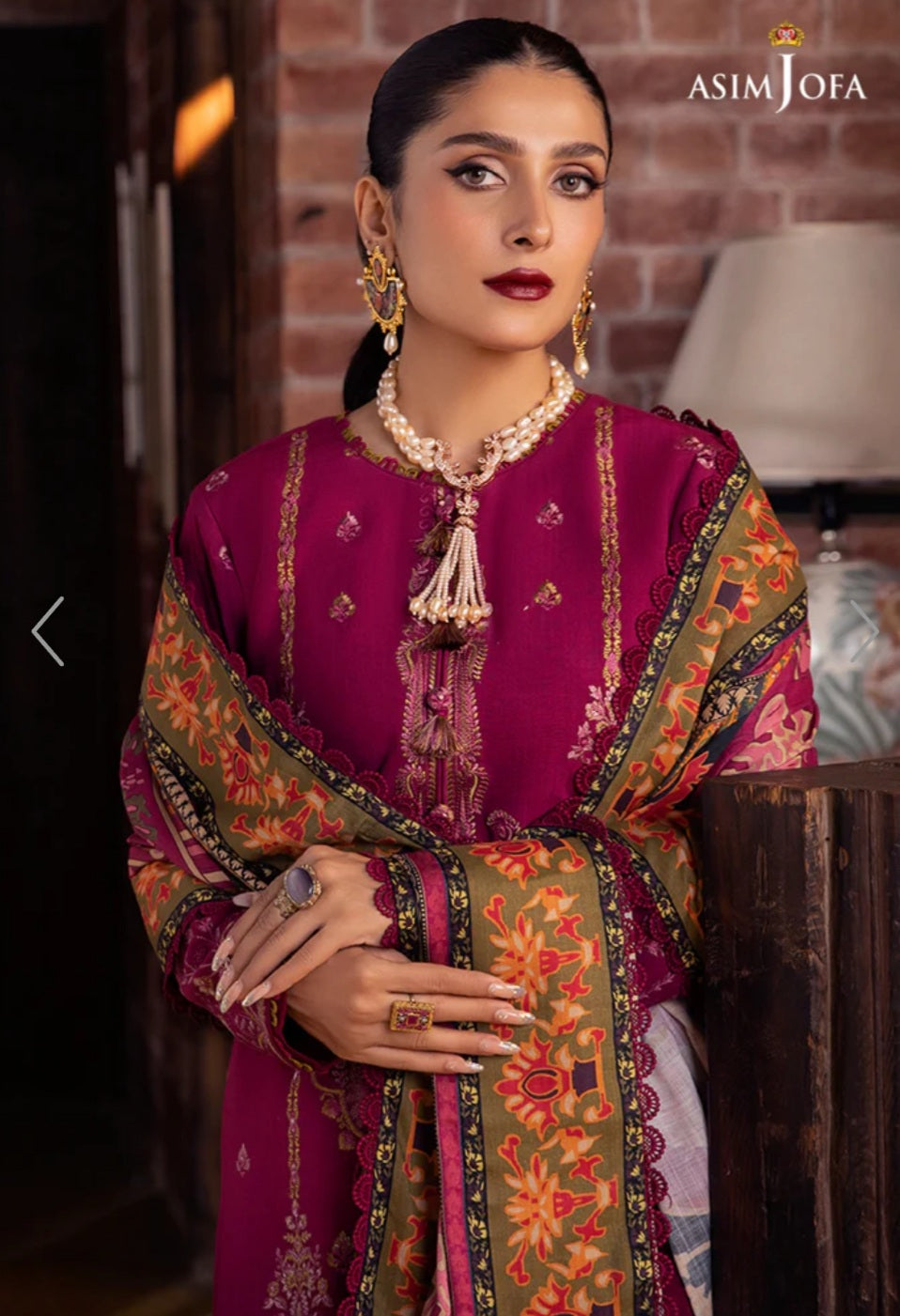 AJW-18 | Asim Jofa | Mawra & Ayeza Edit | Asra Winter Printed Shawl Collection 2022