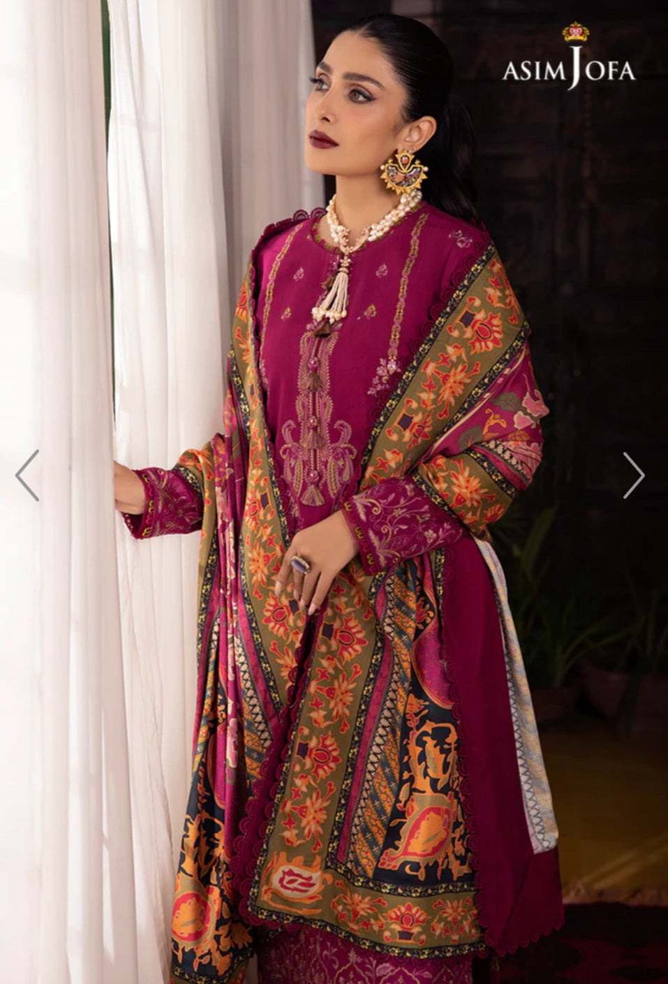 AJW-18 | Asim Jofa | Mawra & Ayeza Edit | Asra Winter Printed Shawl Collection 2022