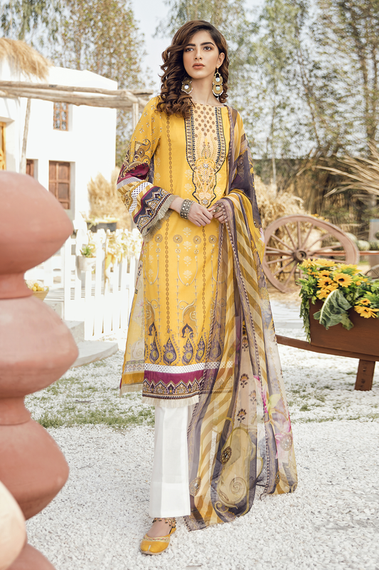 GL20-02 Midday Glow (3PC) | Iznik | Guzel Lawn Collection 2020