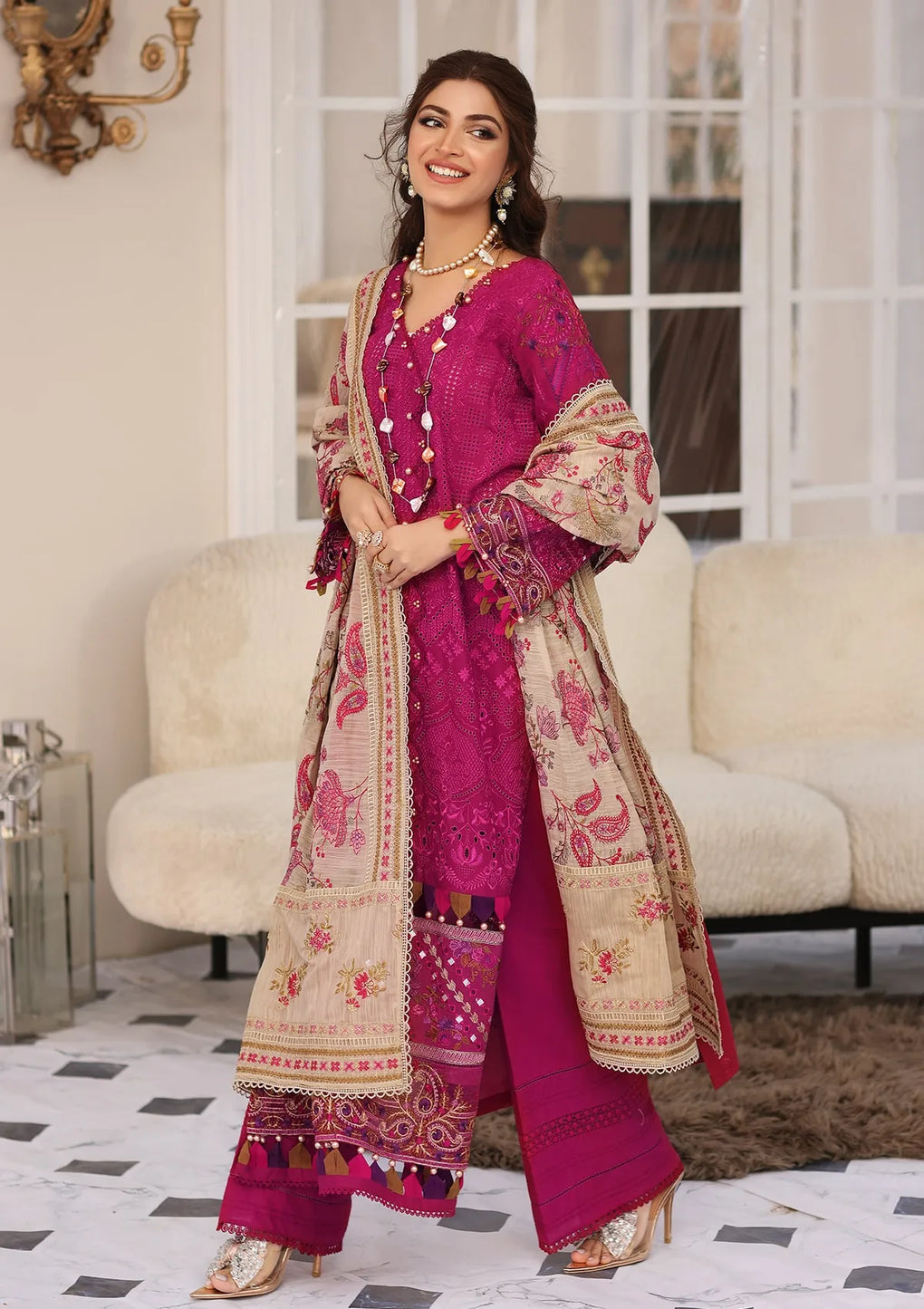 ELC11 - Hot Pink | Elaf | Festive Chikankari Collection 2023