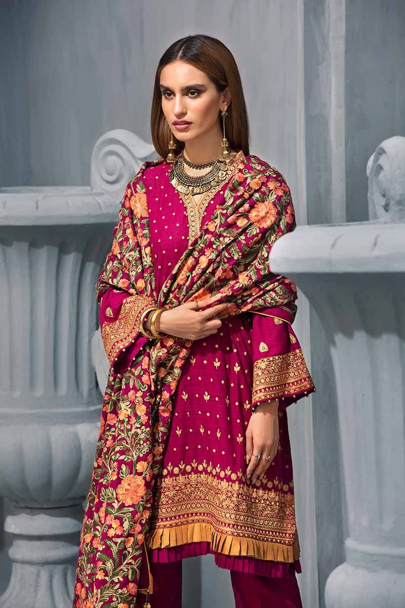 Pink 3Pc APE-10 [GulAhmed Poshak-e-Chinar Embroidered Shawl Collection]