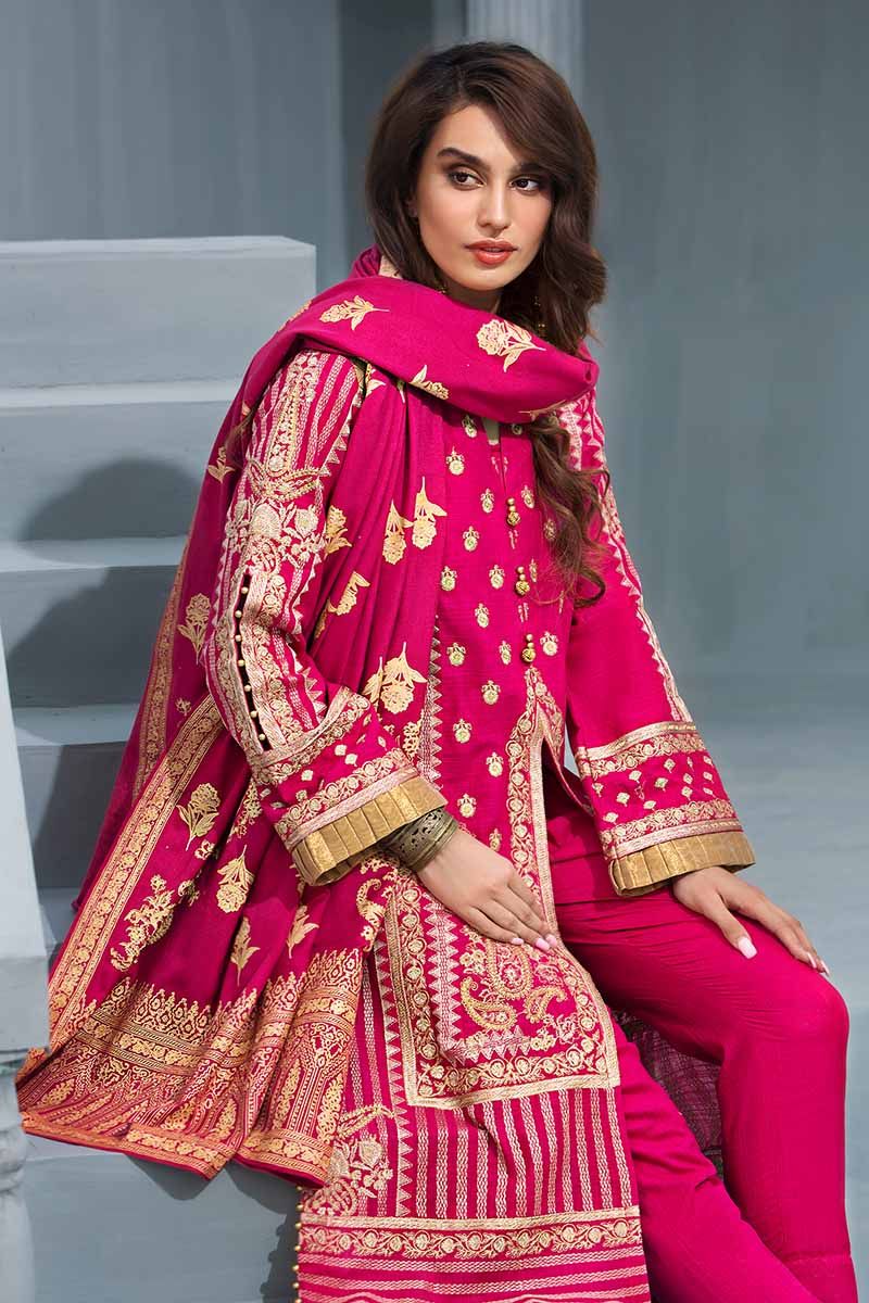 Soft Pink 3Pc AY-08 [GulAhmed Poshak-e-Chinar Embroidered Shawl Collection]