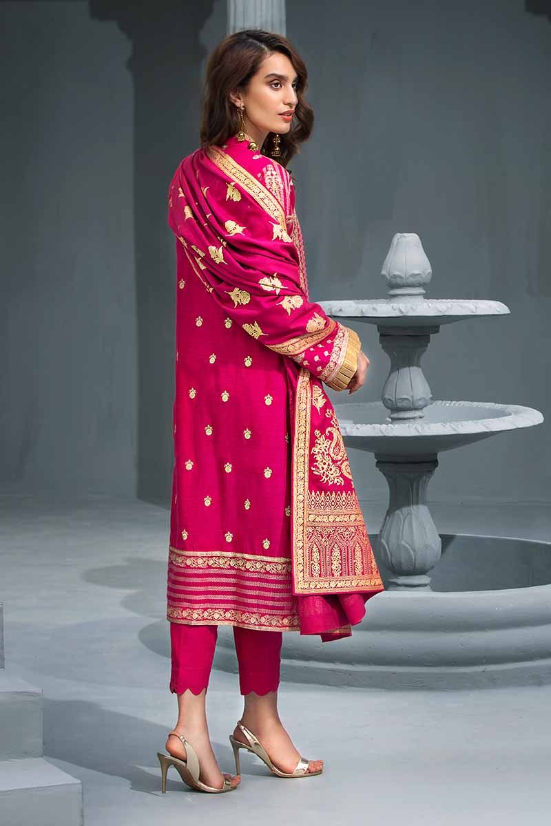 Soft Pink 3Pc AY-08 [GulAhmed Poshak-e-Chinar Embroidered Shawl Collection]