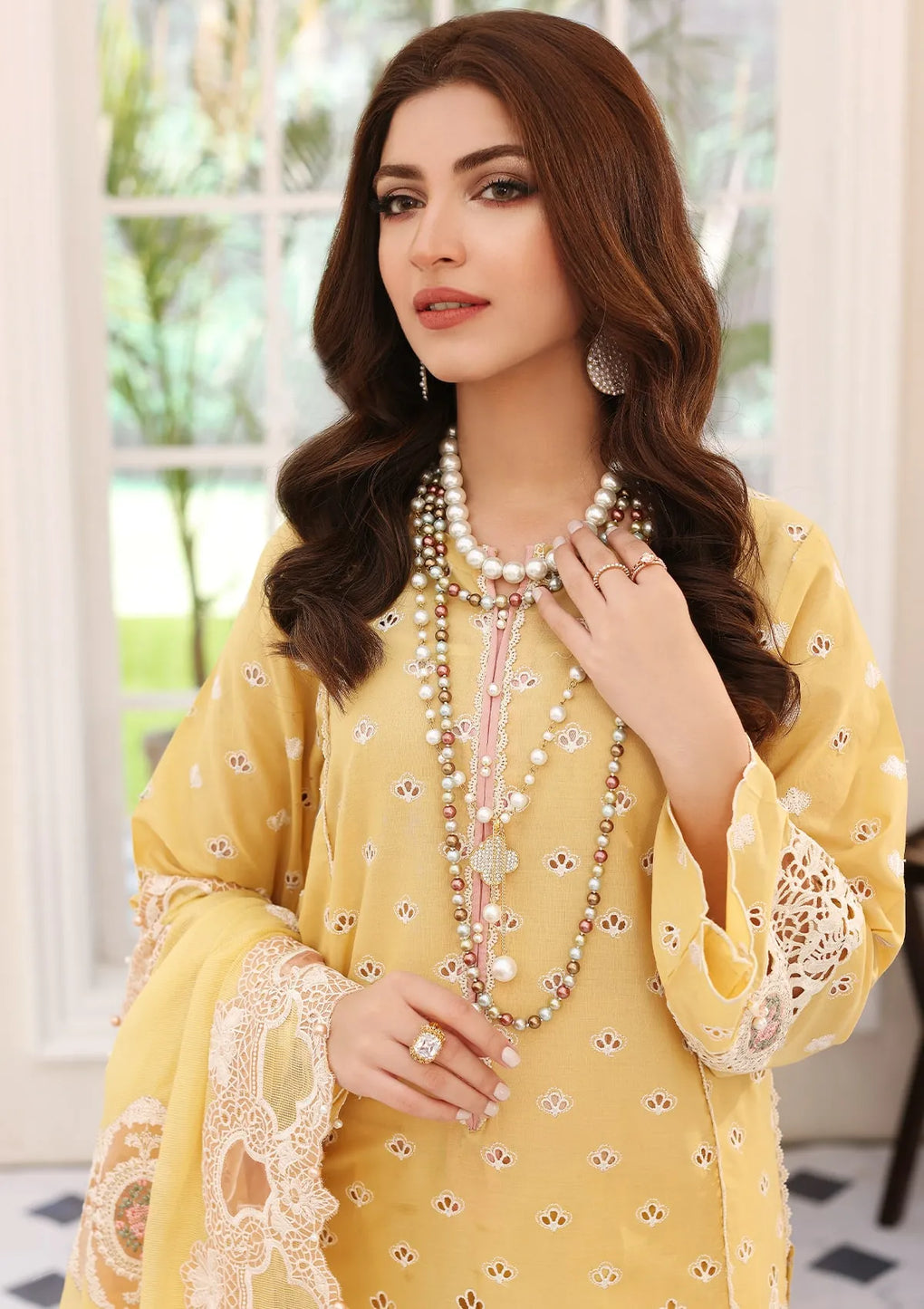 ELC03A - Daffodil | Elaf | Festive Chikankari Collection 2023