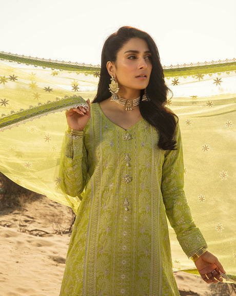 Lara Neon Green | Faiza Saqlain | Lyle Luxury Lawn 2023