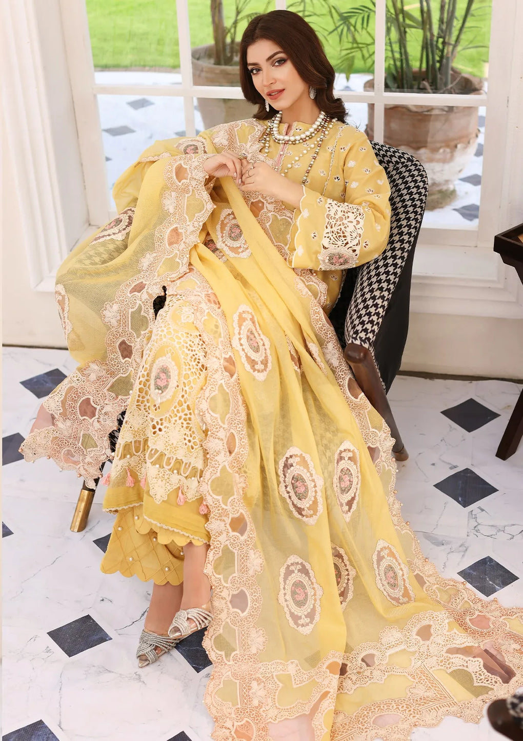 ELC03A - Daffodil | Elaf | Festive Chikankari Collection 2023