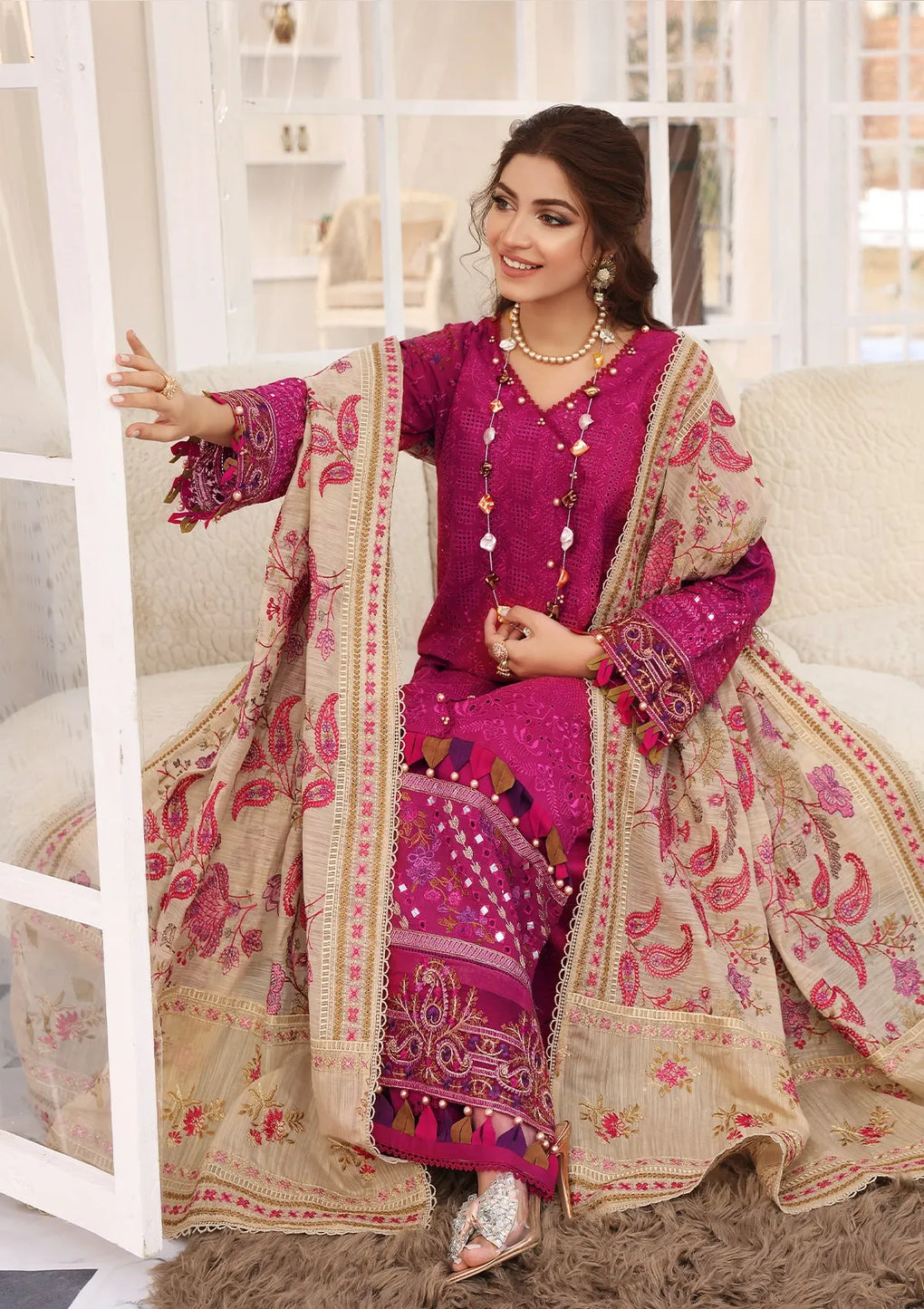 ELC11 - Hot Pink | Elaf | Festive Chikankari Collection 2023