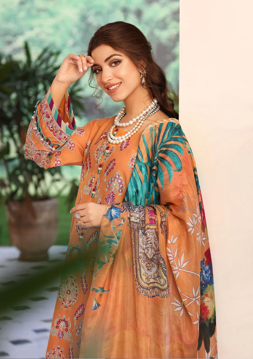 ELC08 - Tangerine | Elaf | Festive Chikankari Collection 2023