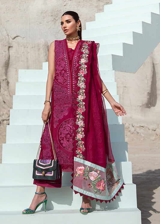 Jewel by the Beach - 3B - Mahogany | Crimson × Saira Shakira | Luxury Lawn Collection 2022