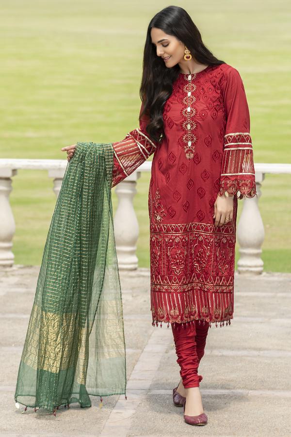 2588-Garnet | Motifz | Unstitched | Embroidered Eid Premium Lawn 20
