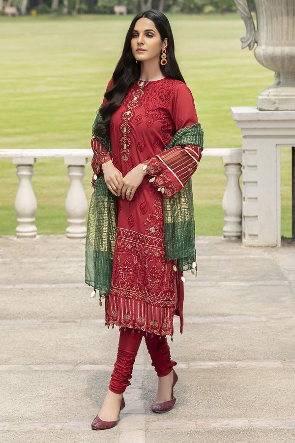 2588-Garnet | Motifz | Unstitched | Embroidered Eid Premium Lawn 20