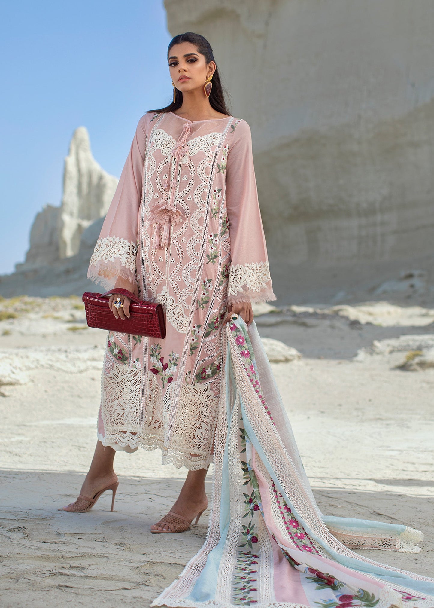 Sicilian Summer - 2B - Rose | Crimson × Saira Shakira | Luxury Lawn Collection 2022