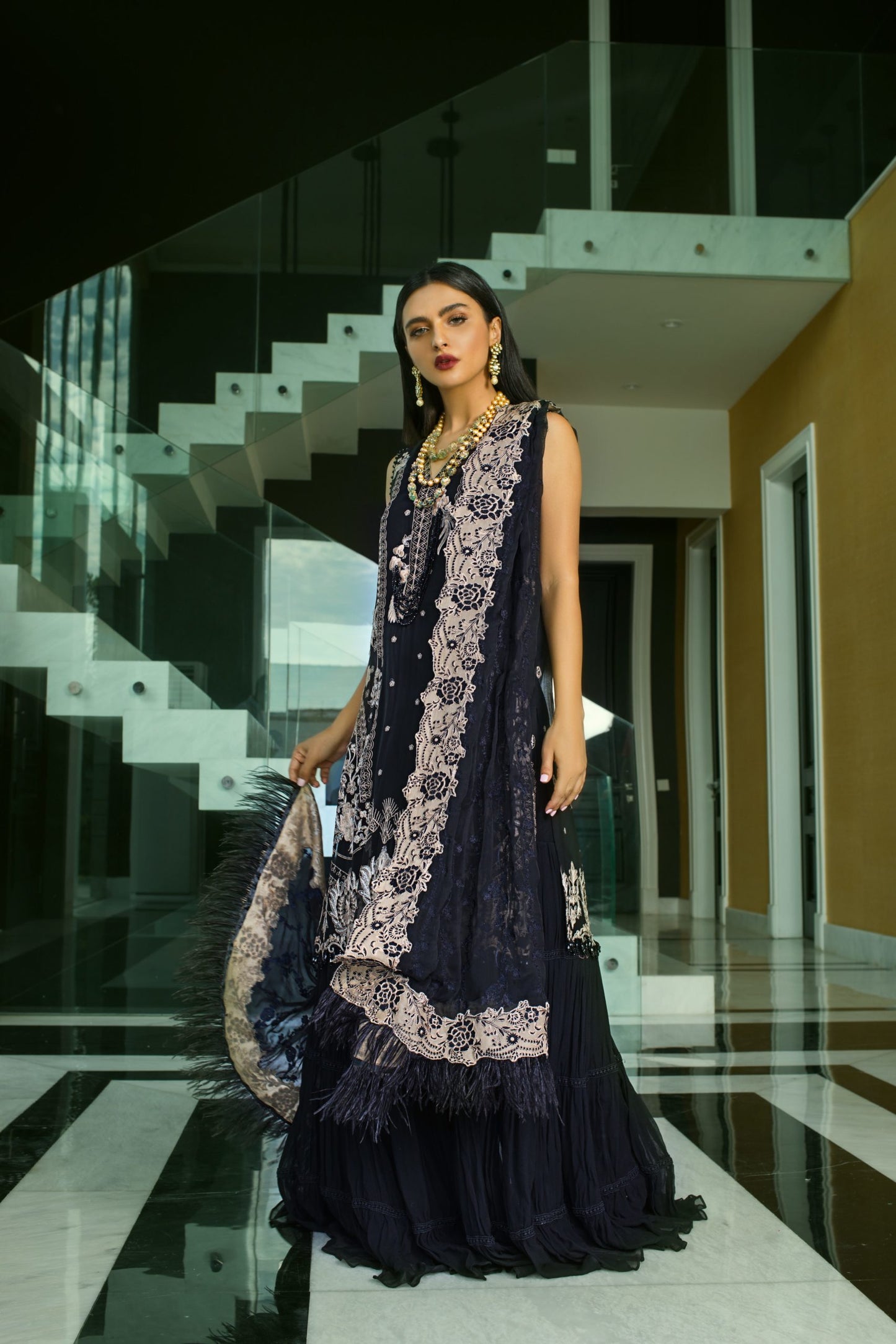 MHC-06 | Mina Hassan | Regalia Textile | Embroidered Chiffon Collection