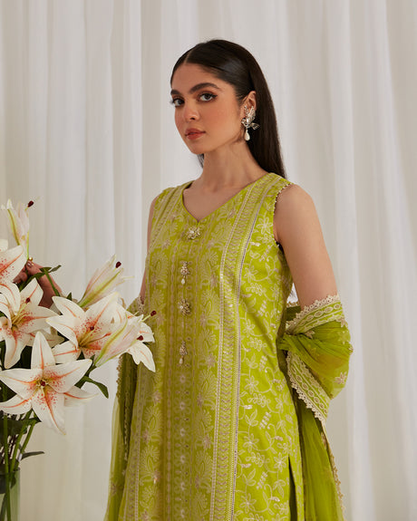 Lara Neon Green | Faiza Saqlain | Lyle Luxury Lawn 2023