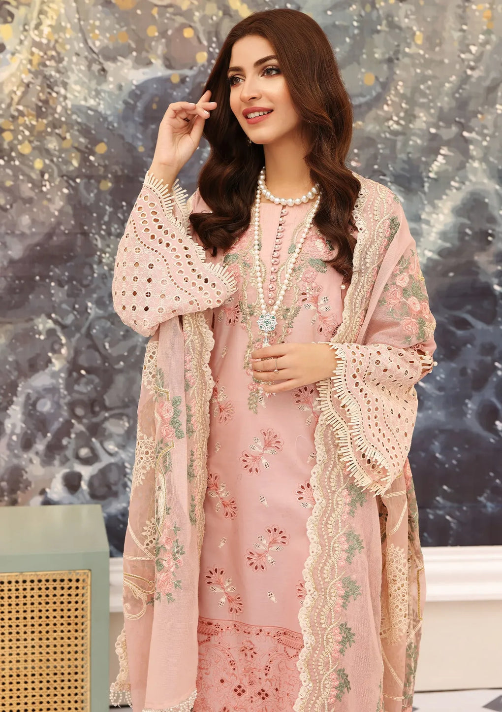 ELC06 - Flamingo | Elaf | Festive Chikankari Collection 2023