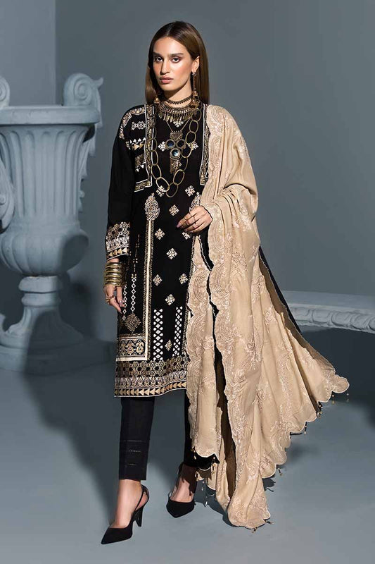 Black 3Pc APE-09 [GulAhmed Poshak-e-Chinar Embroidered Shawl Collection]