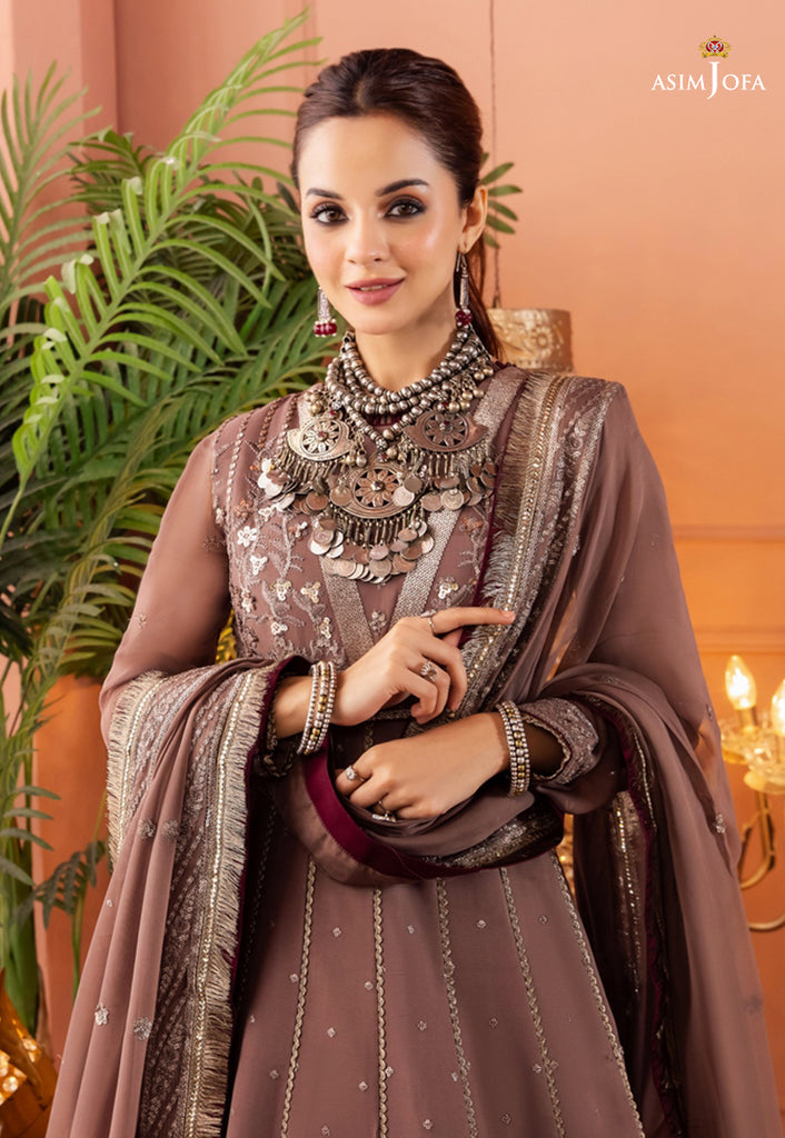 Fiona Designer Georgette With Embroidery Work With Stone Work Sharara Suit  Coffee And Peach Color DN 22216