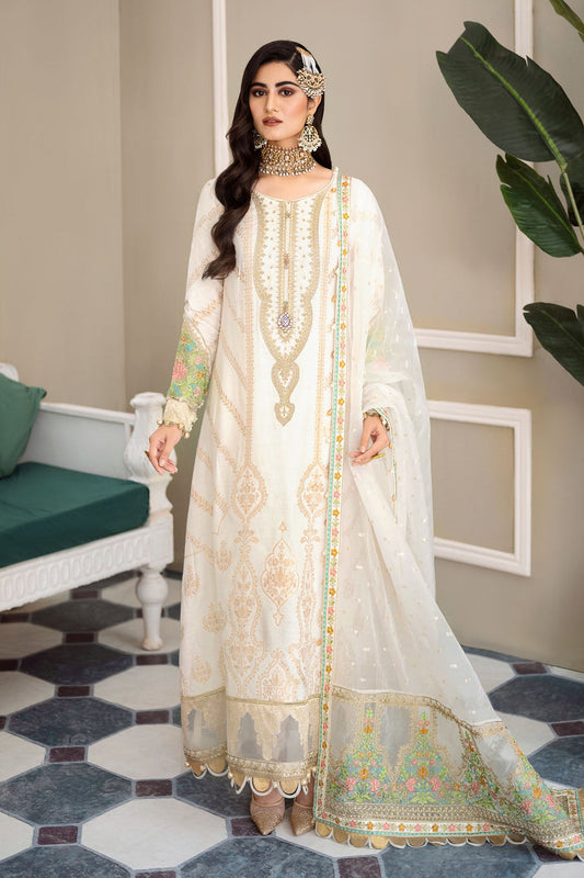 CST-604-IVORY | Maria B | Sateen Unstitched Collection 2023