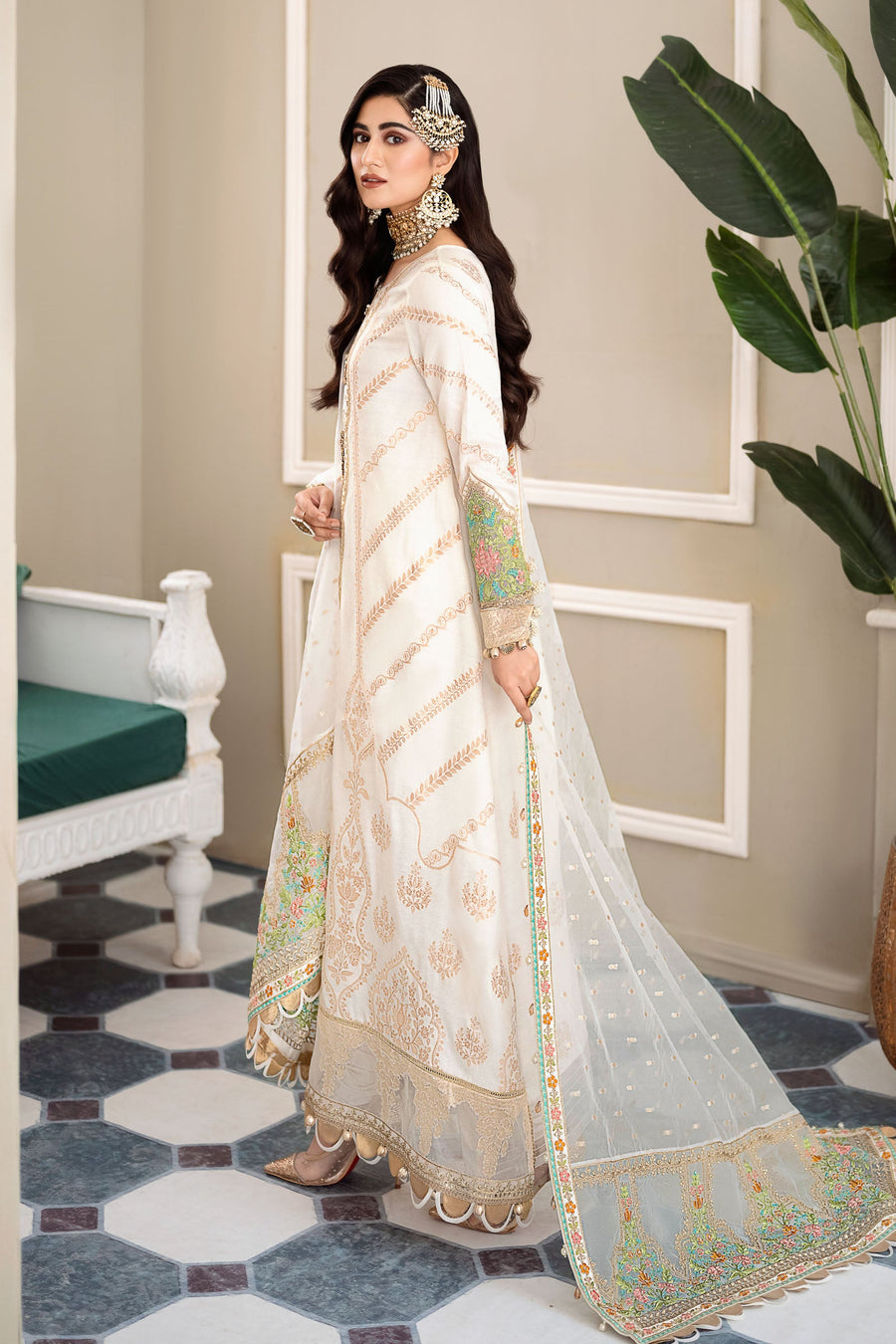 CST-604-IVORY | Maria B | Sateen Unstitched Collection 2023