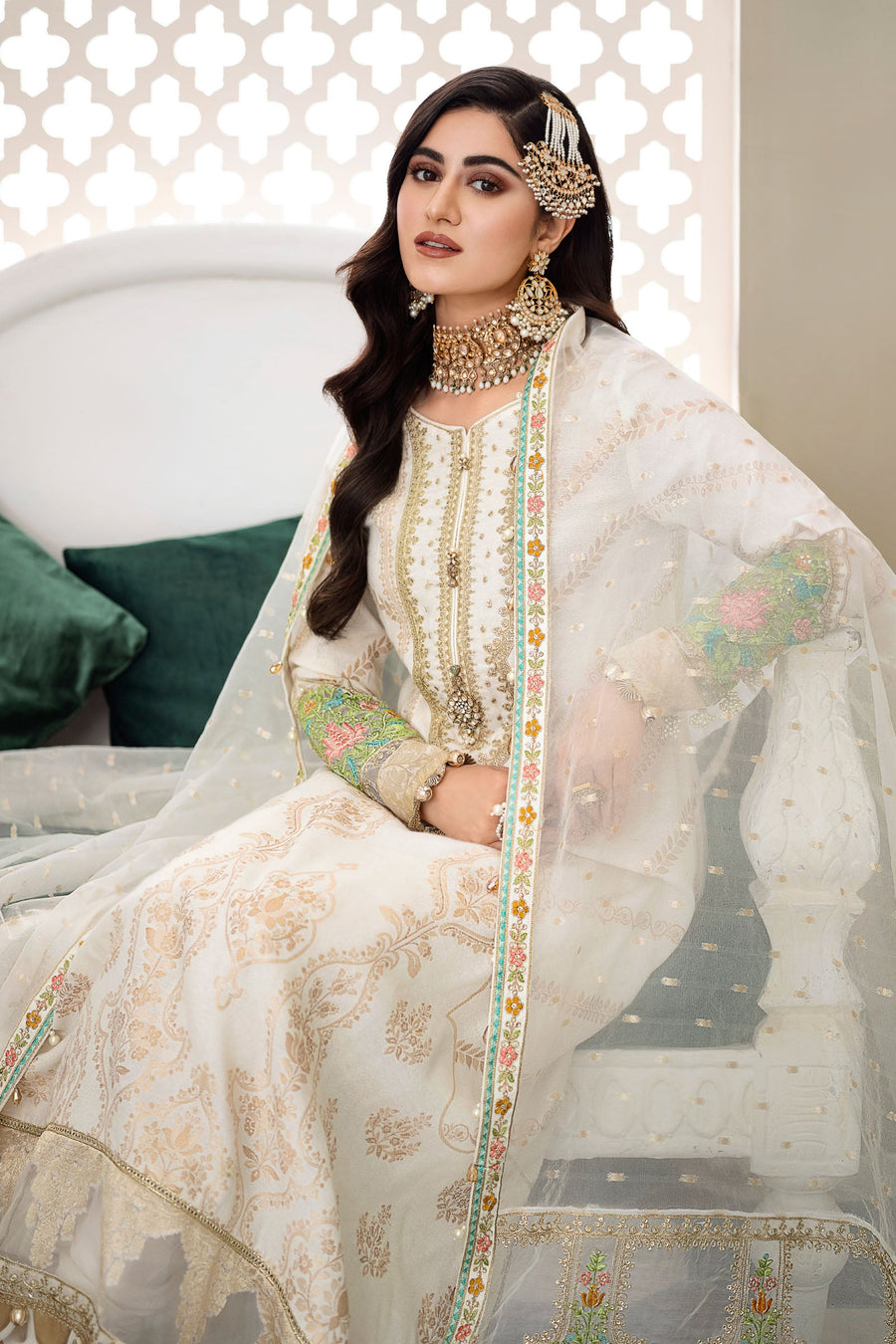 CST-604-IVORY | Maria B | Sateen Unstitched Collection 2023