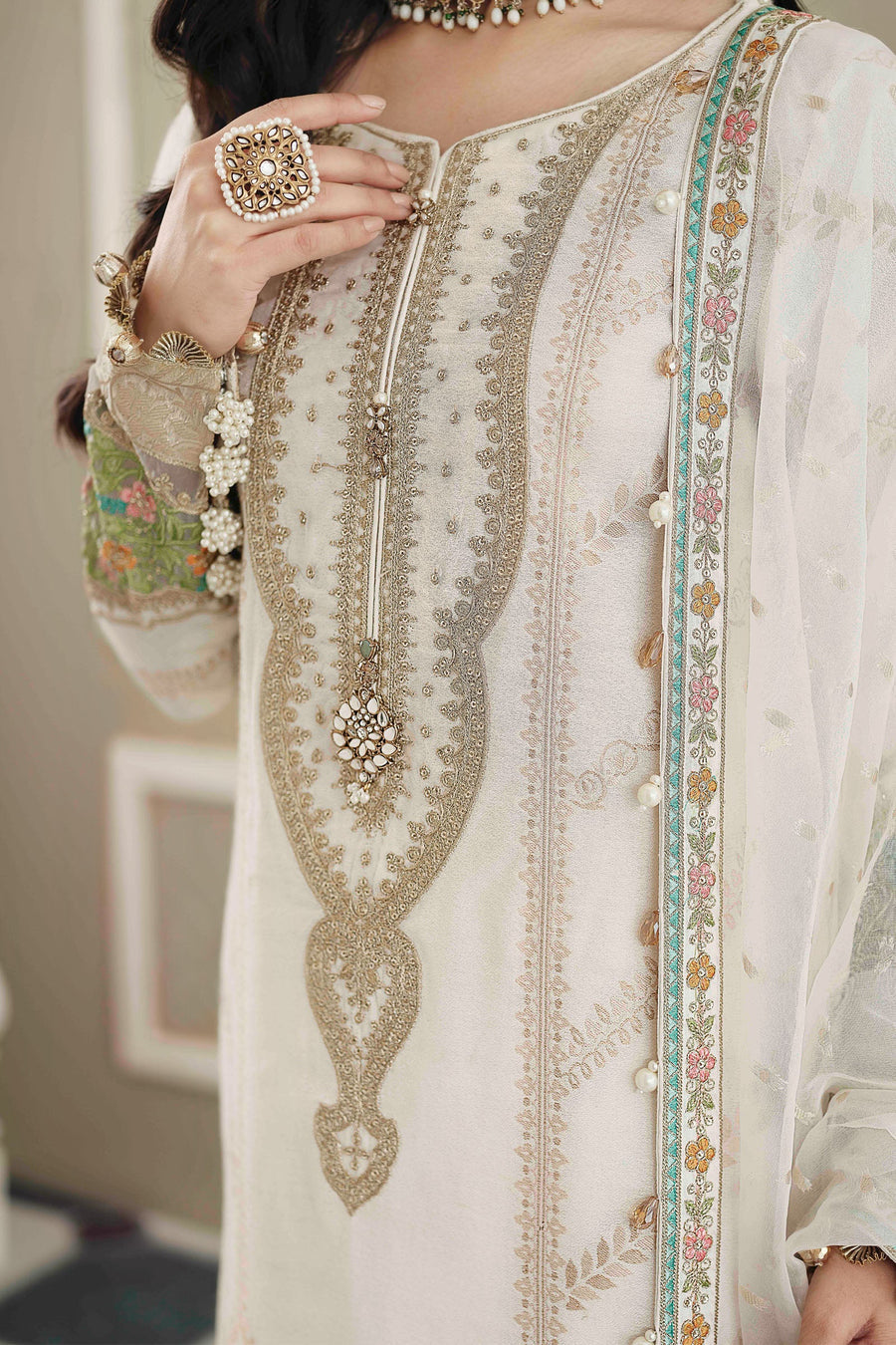 CST-604-IVORY | Maria B | Sateen Unstitched Collection 2023
