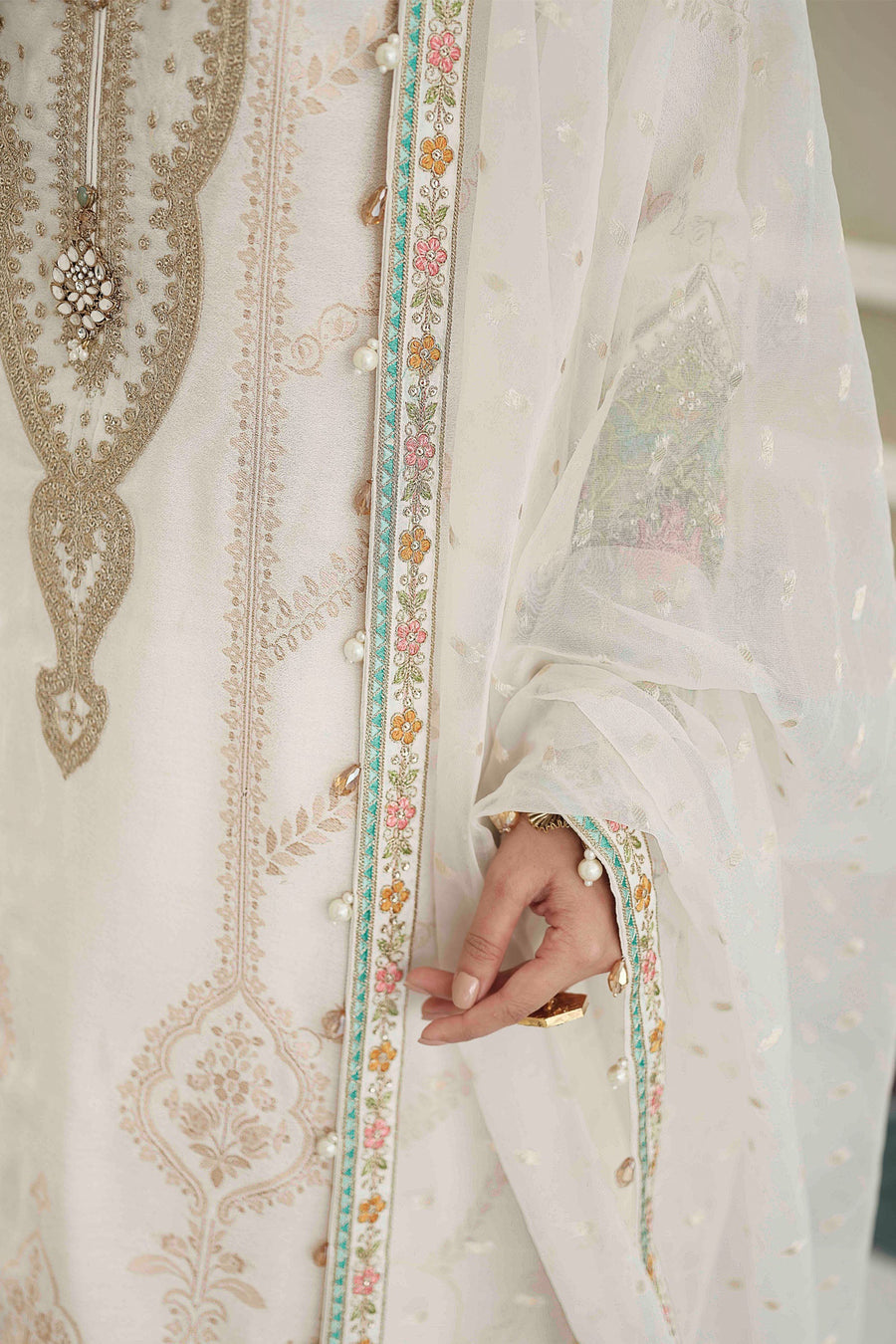 CST-604-IVORY | Maria B | Sateen Unstitched Collection 2023
